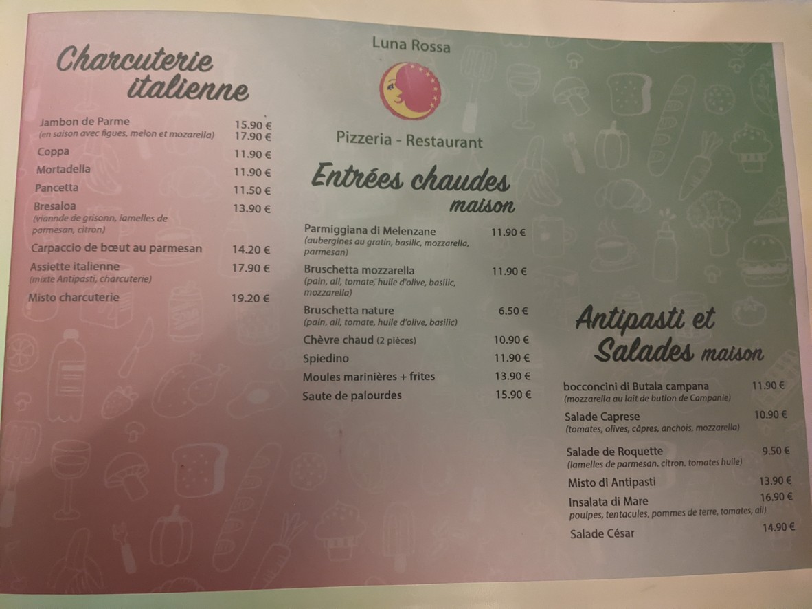 Luna Rossa menu 1
