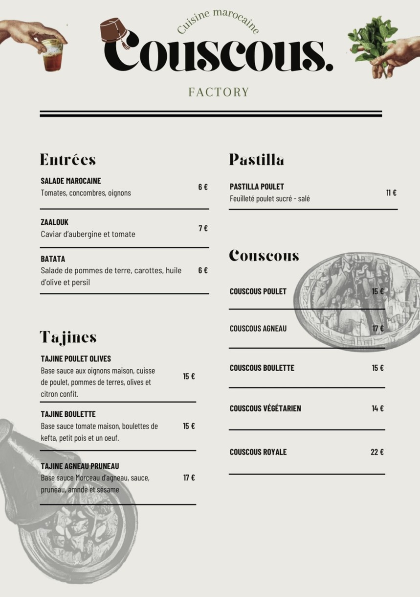 Couscous Factory menu 1