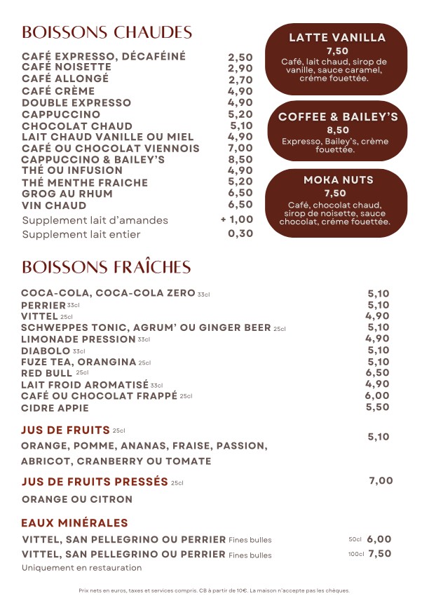 La Chope Champerret menu 2