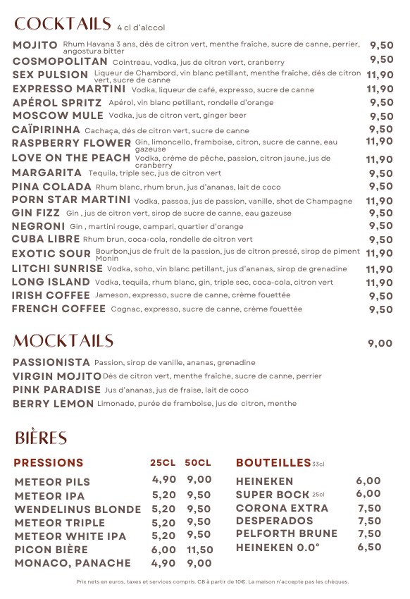 La Chope Champerret menu 3