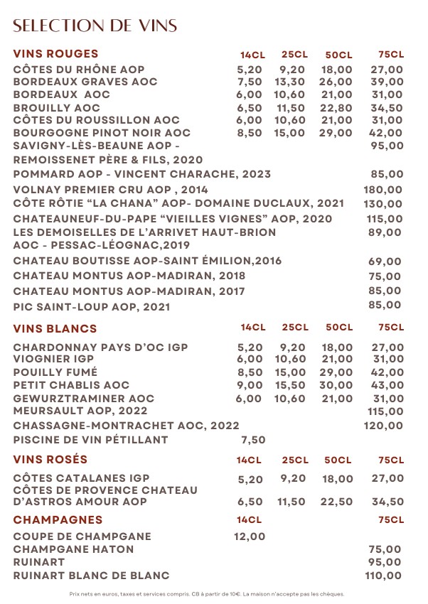 La Chope Champerret menu 4