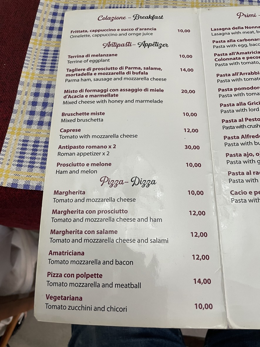 Bistro' al 133 menu 1