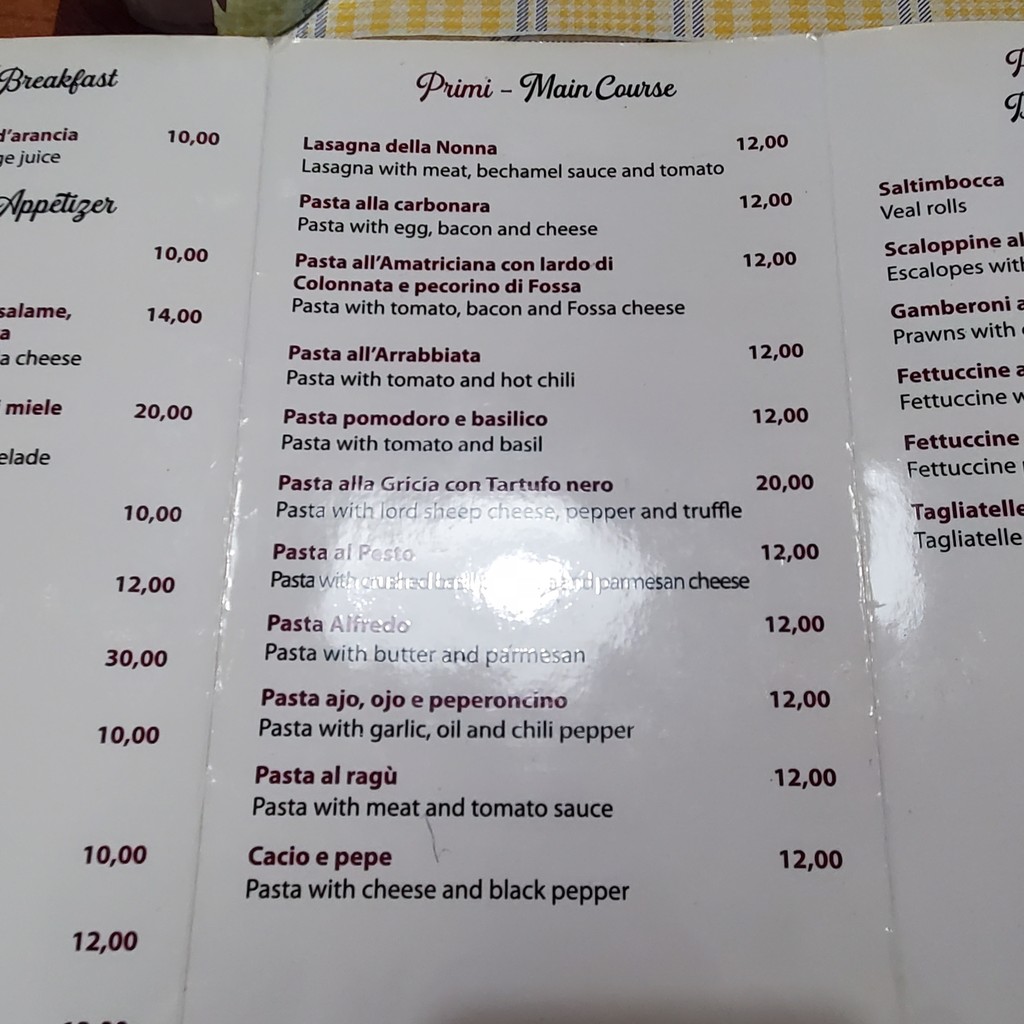 Bistro' al 133 menu 2