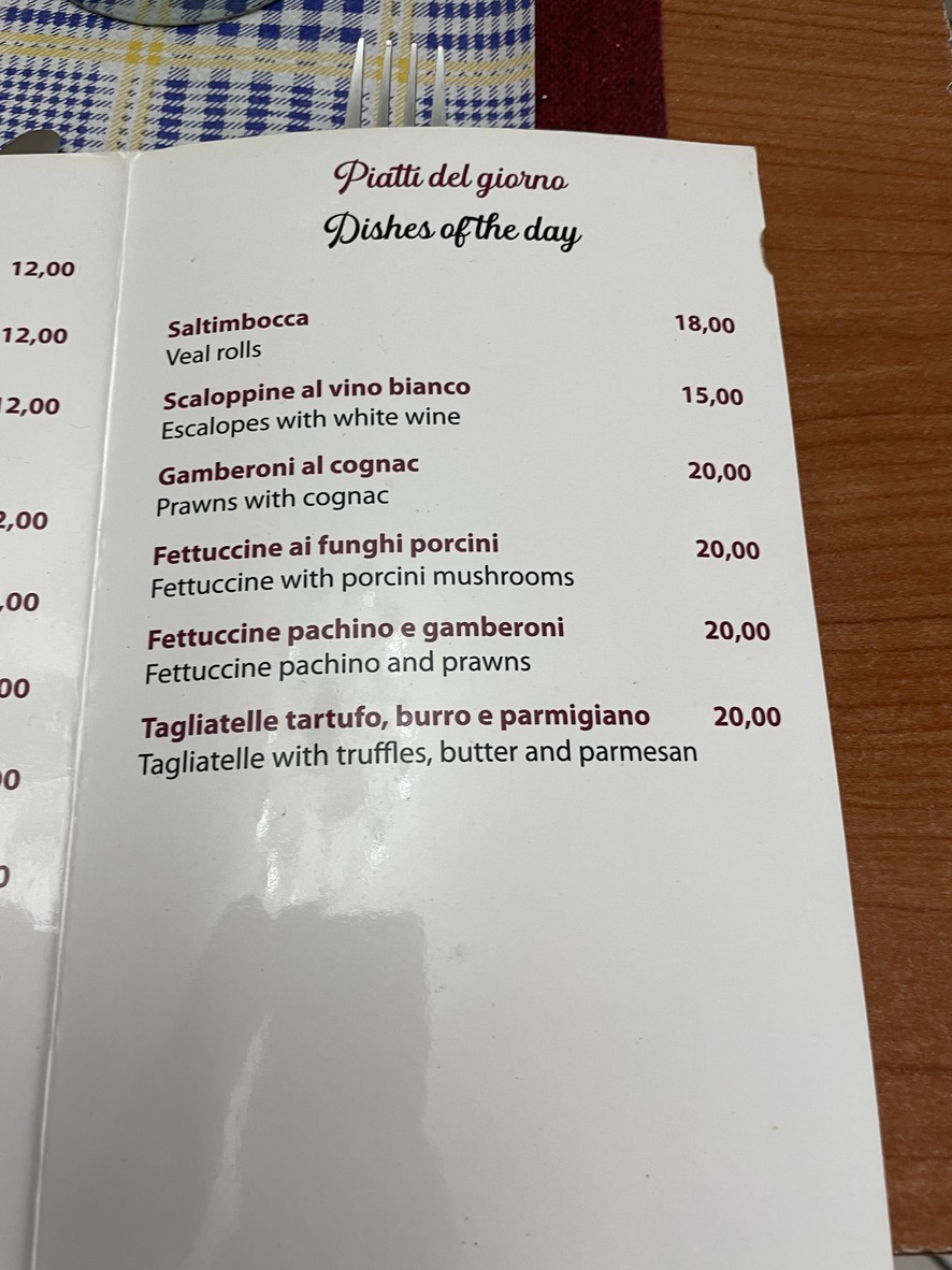 Bistro' al 133 menu 4