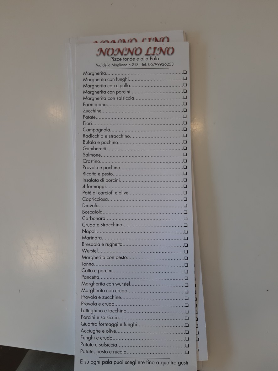Nonno Lino menu 1
