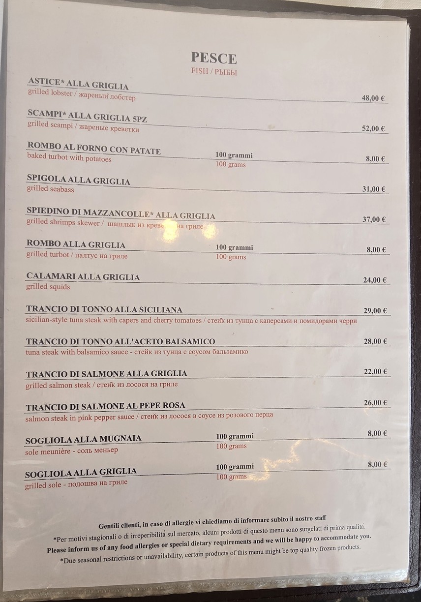 Alla Rampa menu 7