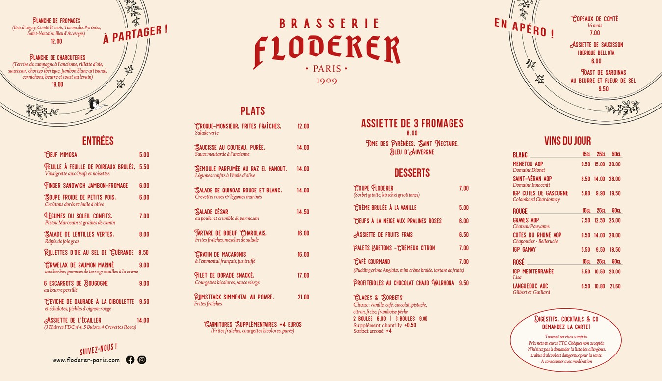 Brasserie Floderer menu 1