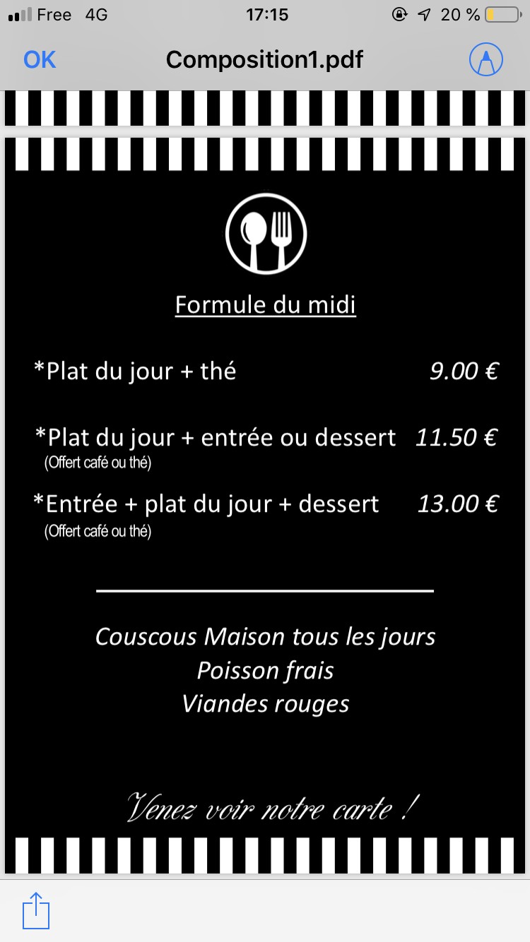 Restaurant L'Avenir menu 2