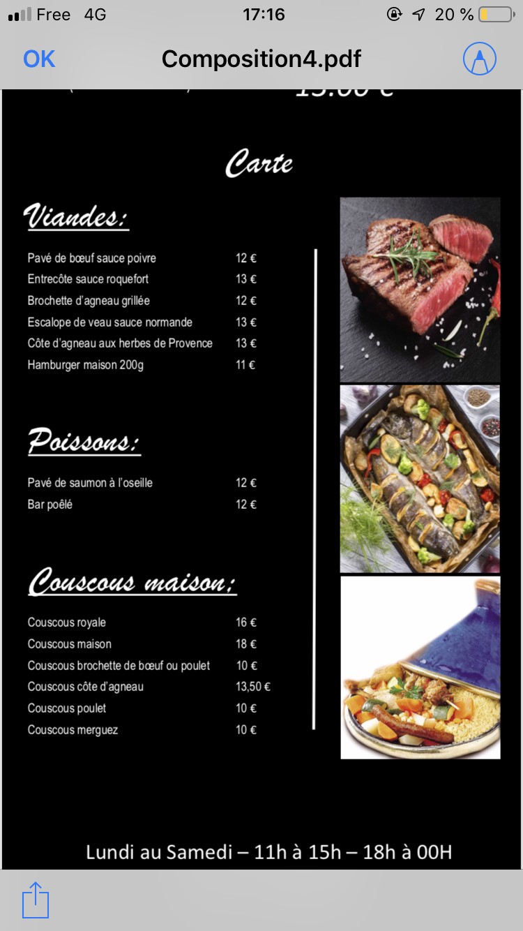 Restaurant L'Avenir menu 3
