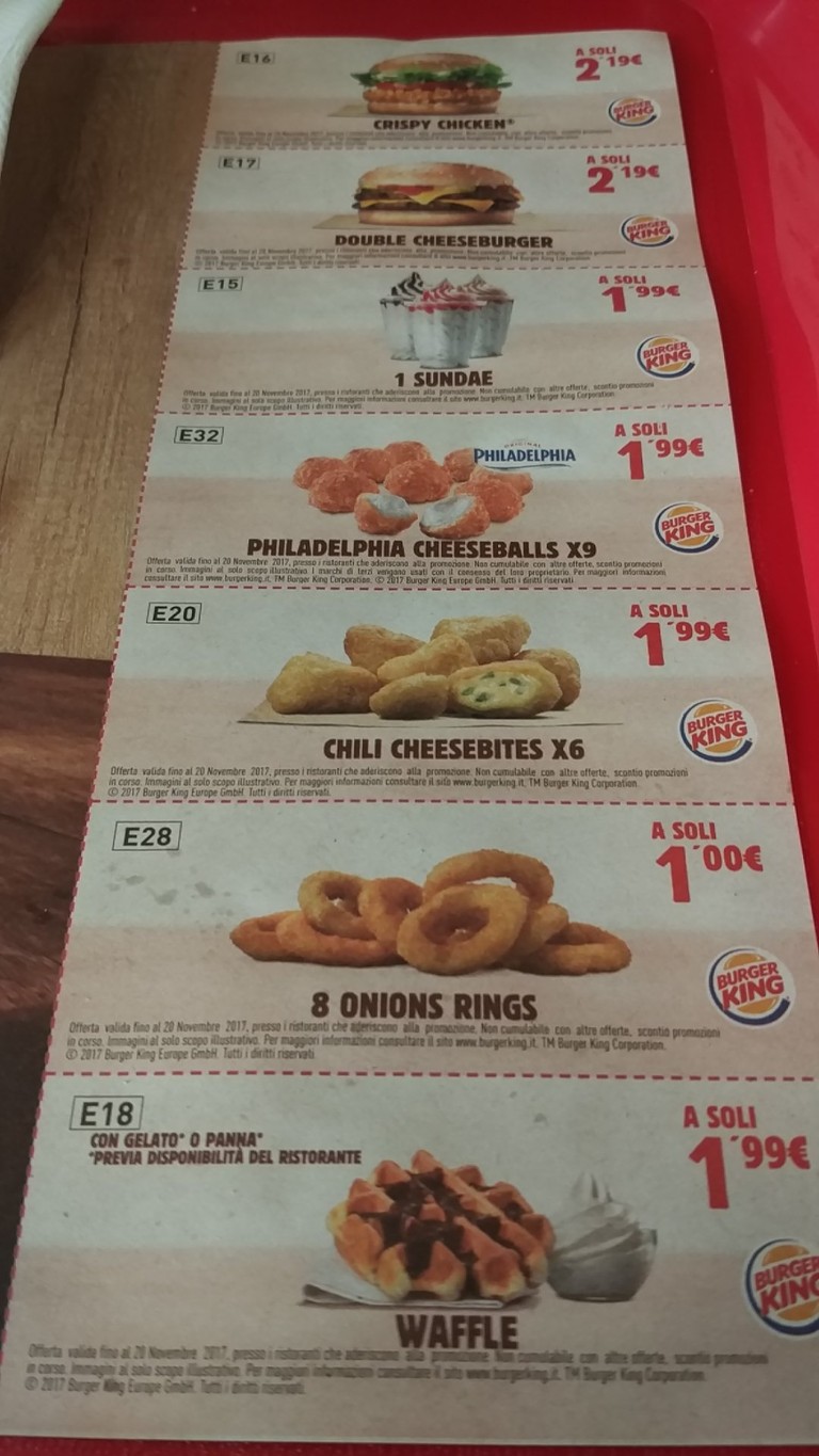 Burger King menu 1