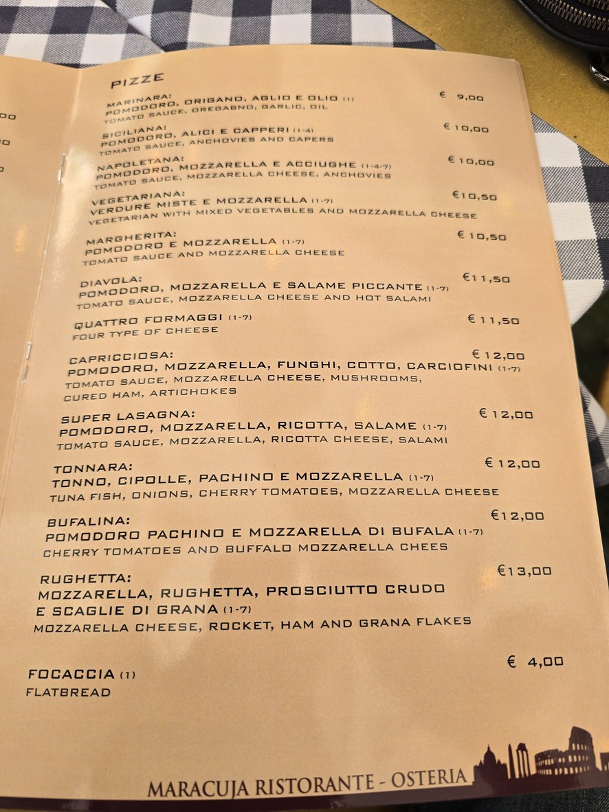 Osteria Maracuja menu 2