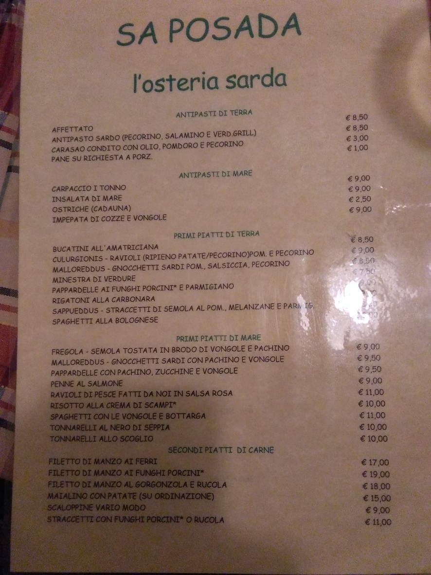 Sa Posada menu 1