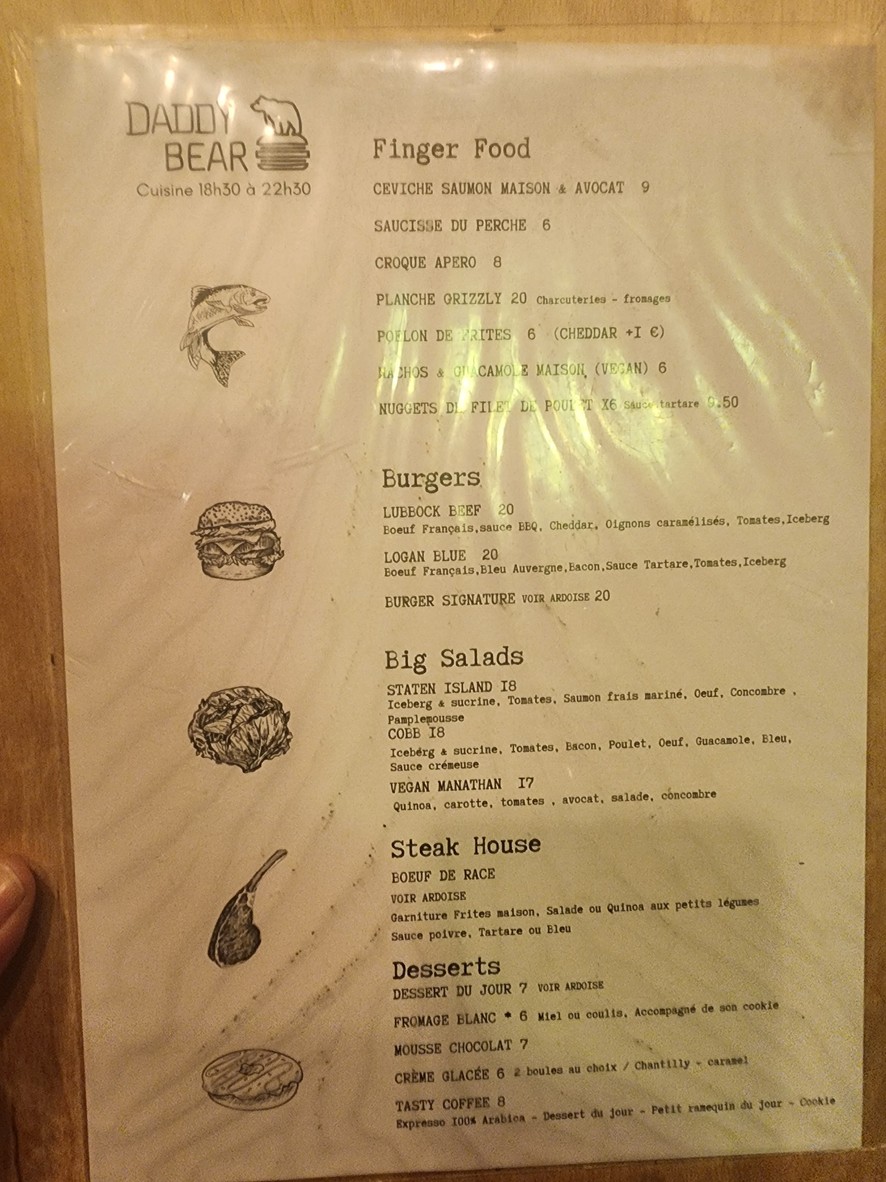 Daddy bear menu 1
