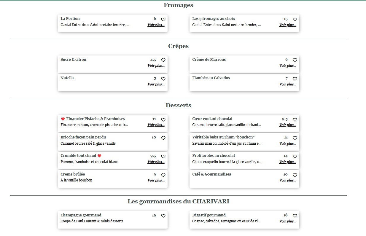 Charivari menu 2