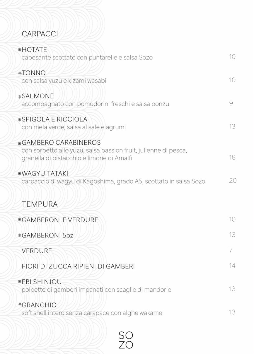 Sozo menu 2
