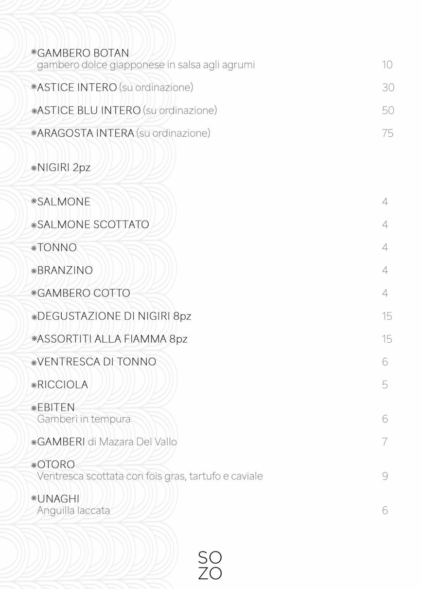 Sozo menu 5
