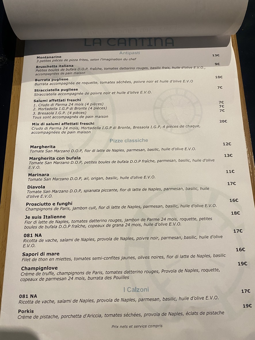 La cantina menu 1