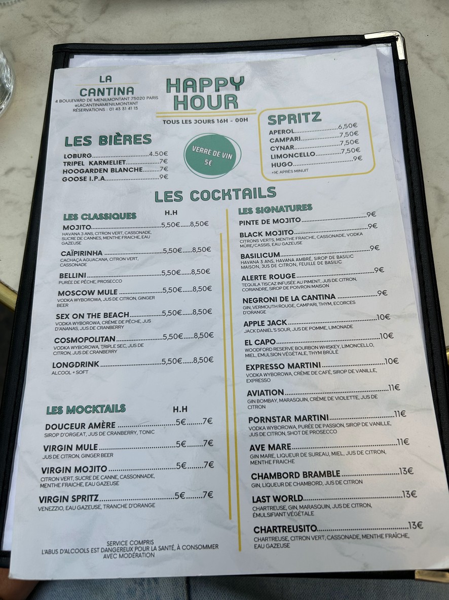 La cantina menu 3