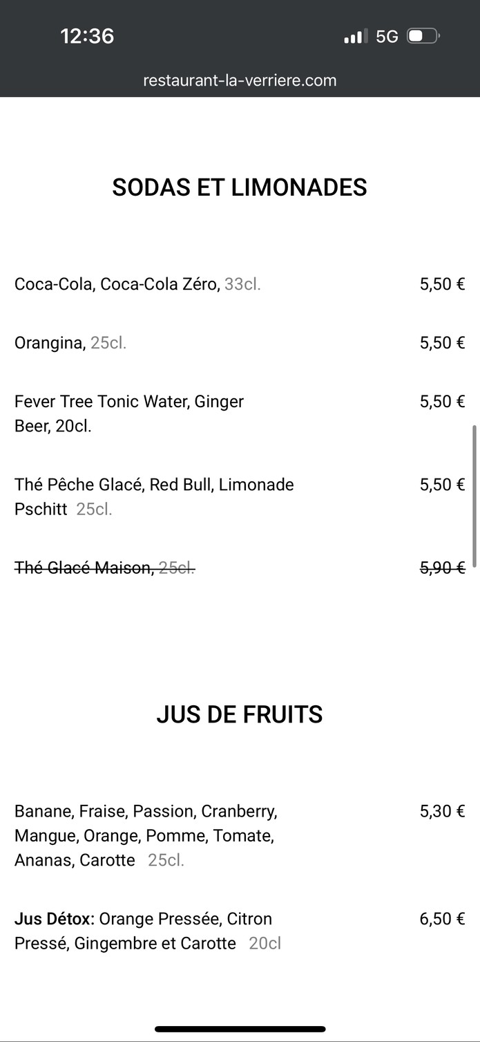Brasserie La Verrière menu 2