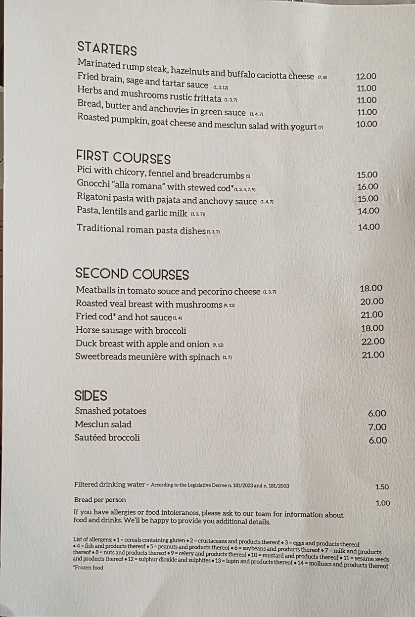 Trattoria Pennestri menu 1