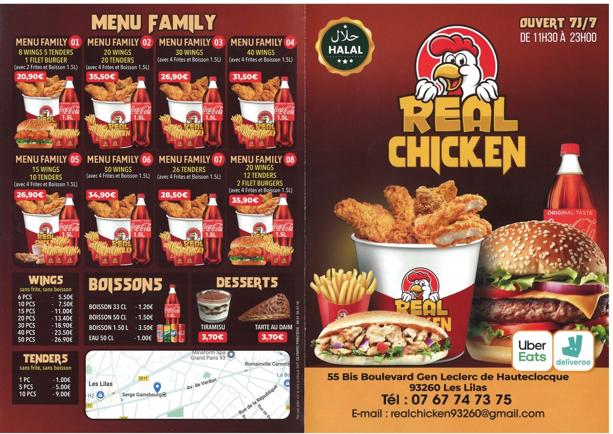 REAL CHICKEN menu 1
