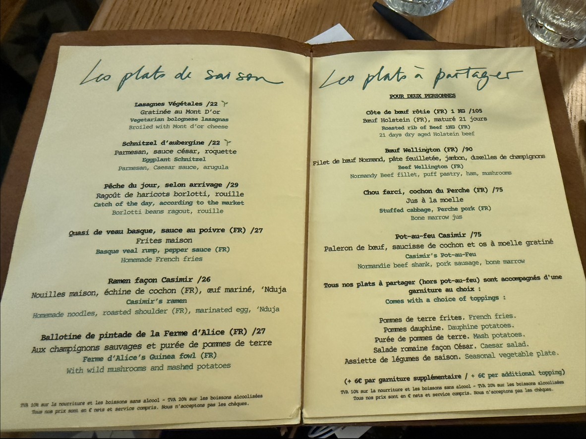 Casimir menu 3