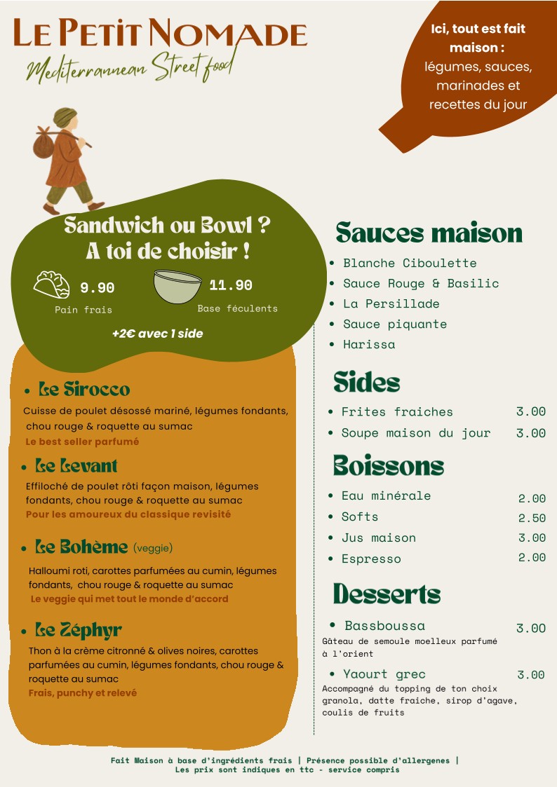 Le Petit Nomade menu 1