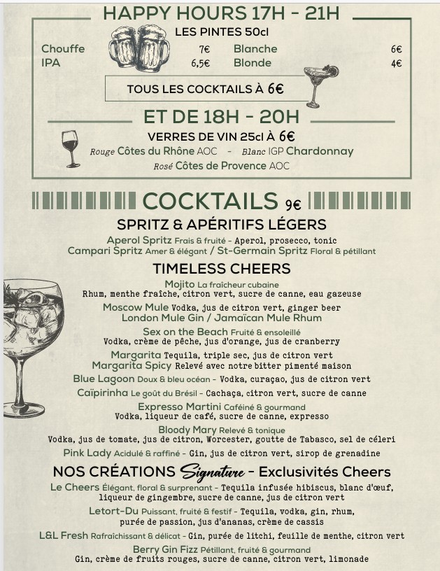 Cheers& Co menu 1