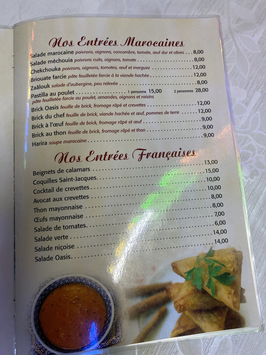 Restaurant L'Oasis menu 2