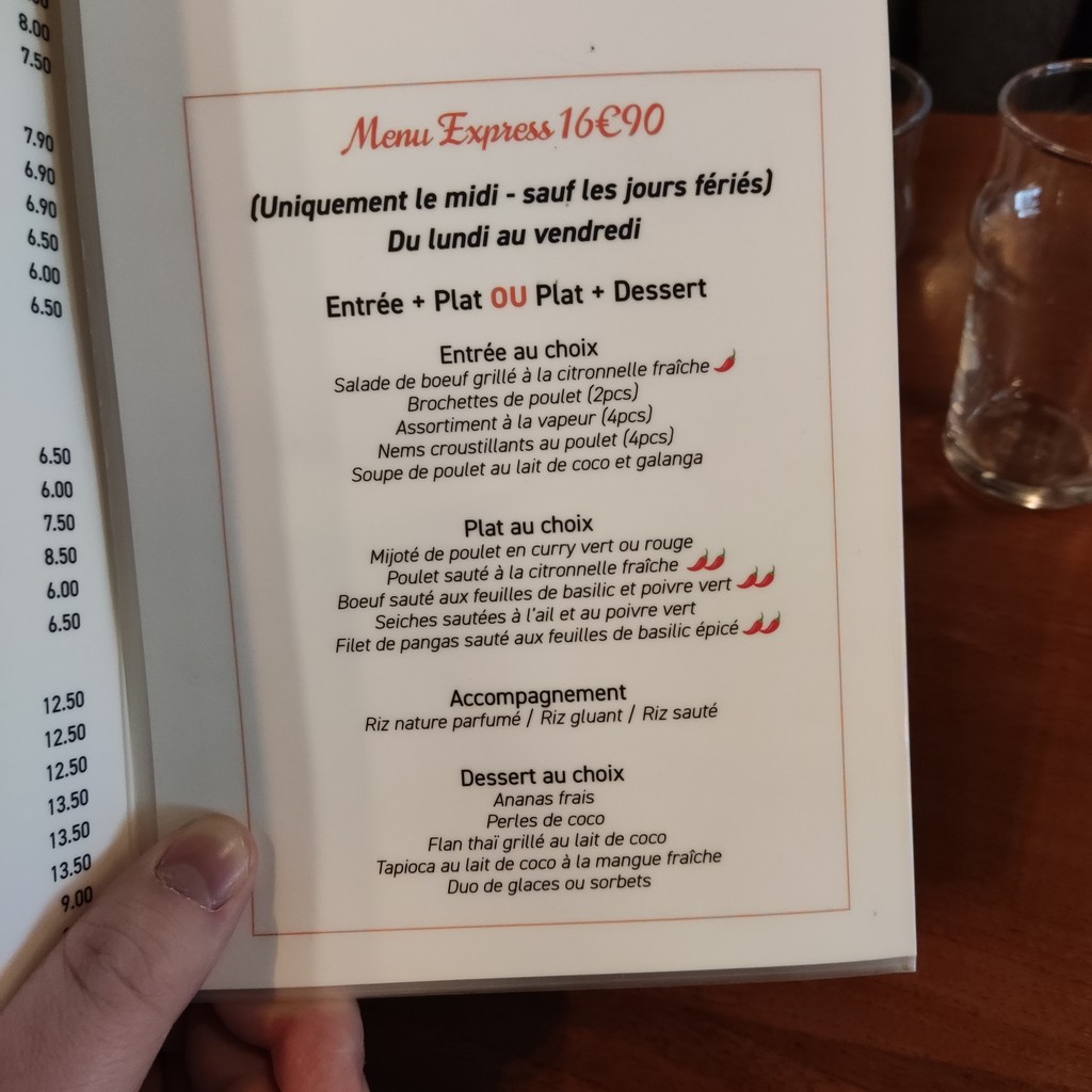 Tigre qui pleure menu 2
