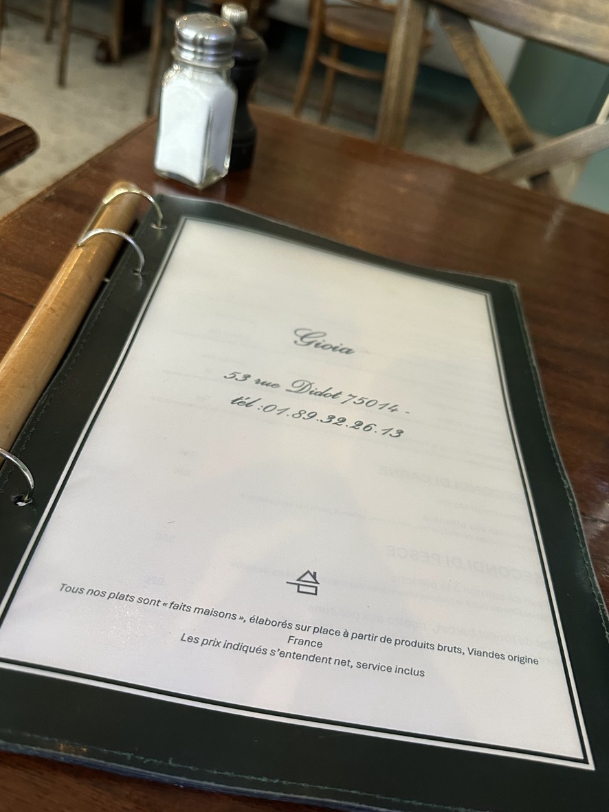 Gioia Ristorante menu 1