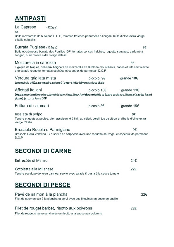 Gioia Ristorante menu 2