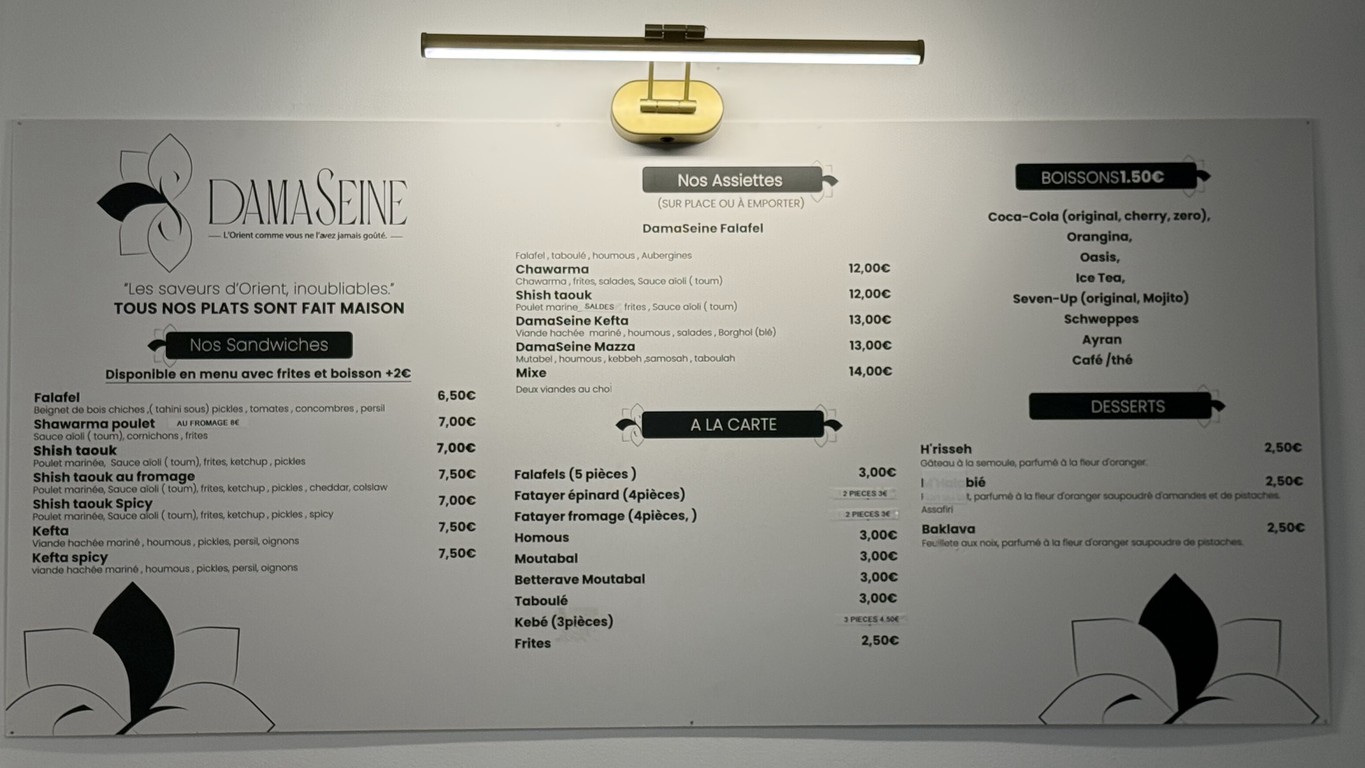 DamaSeine menu 1