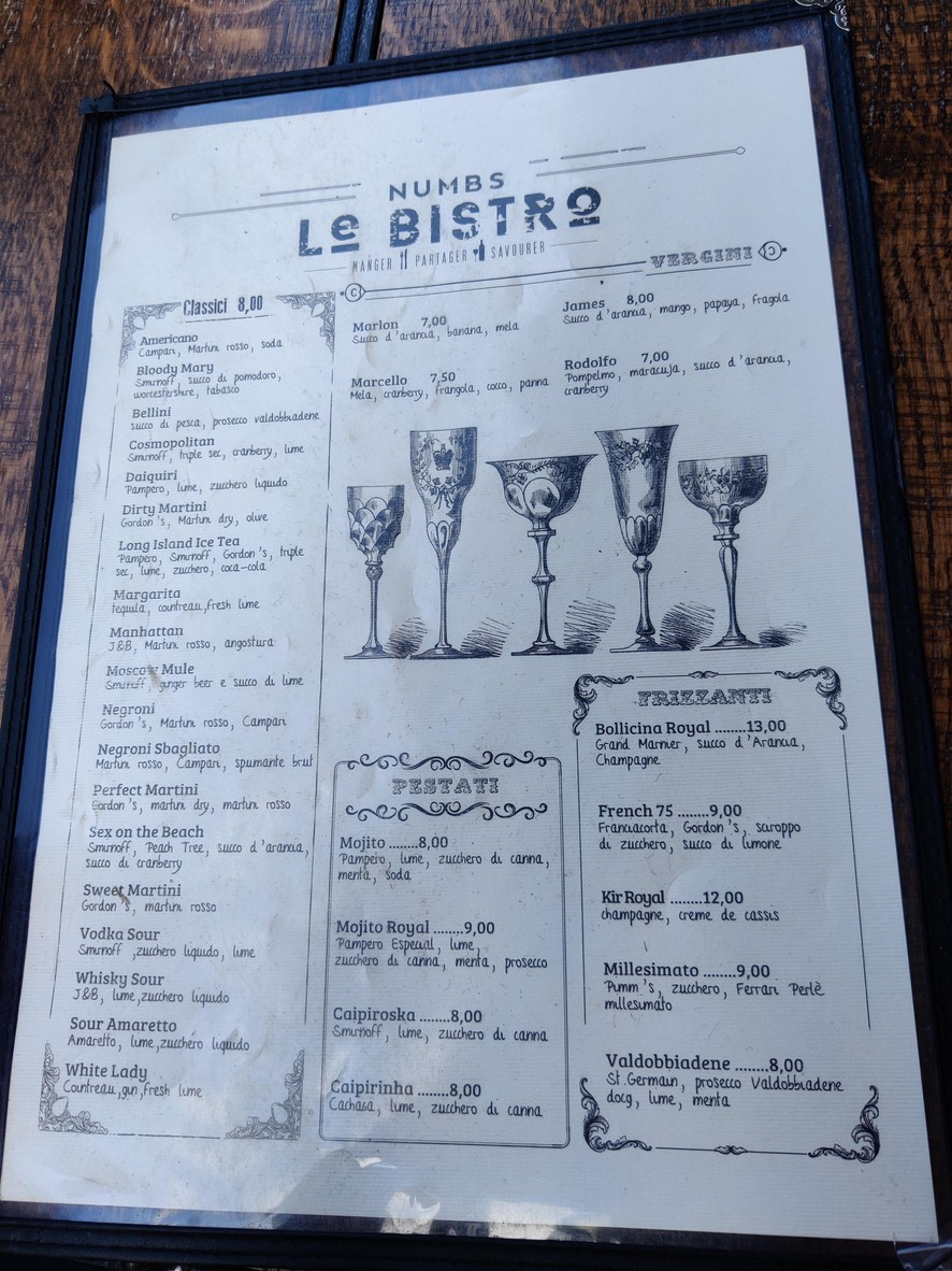 Numbs Le Bistro menu 1