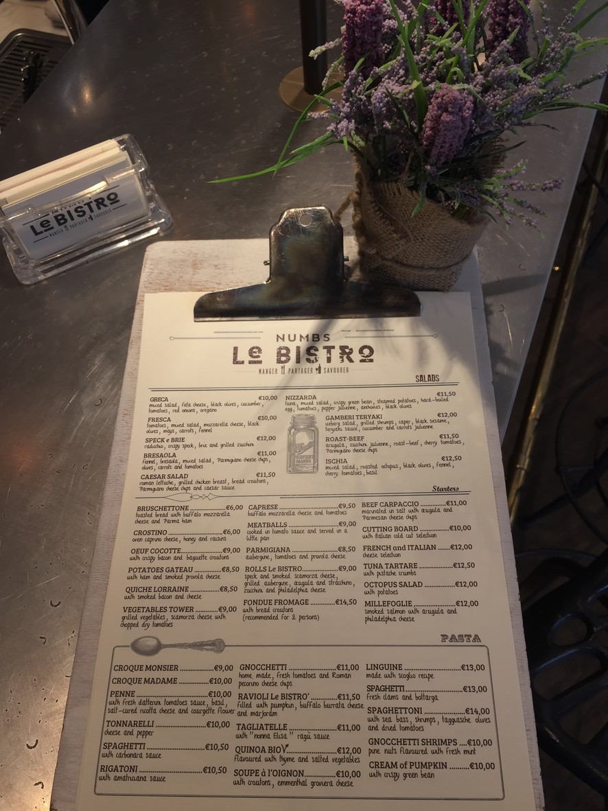 Numbs Le Bistro menu 2