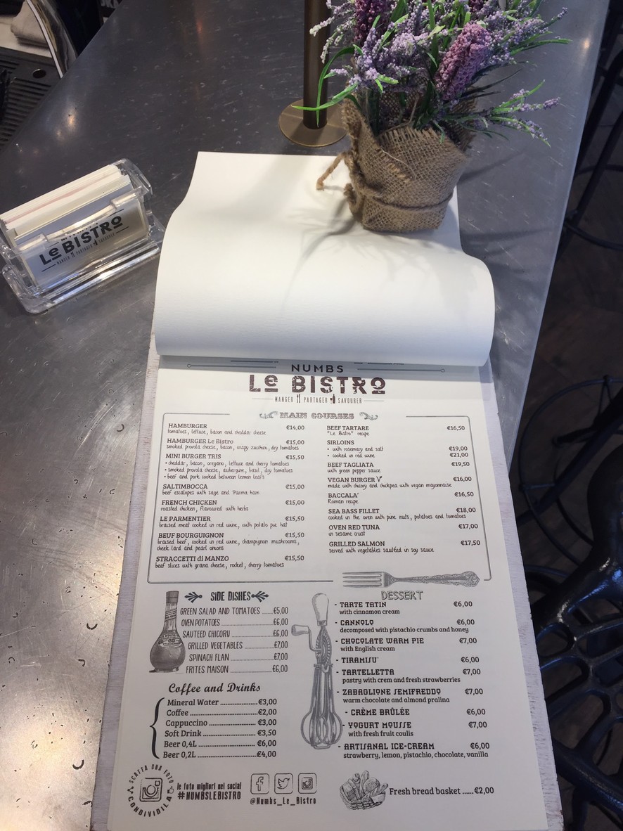 Numbs Le Bistro menu 3