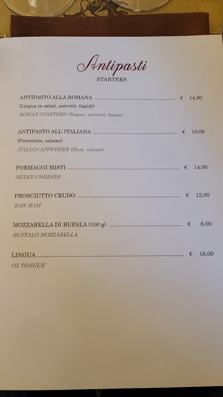 Da Oio a casa mia Roma Testaccio menu 1