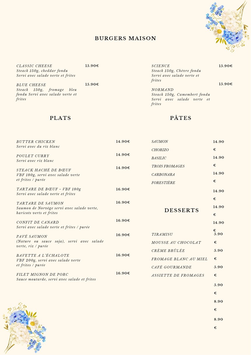 Les Sciences menu 3