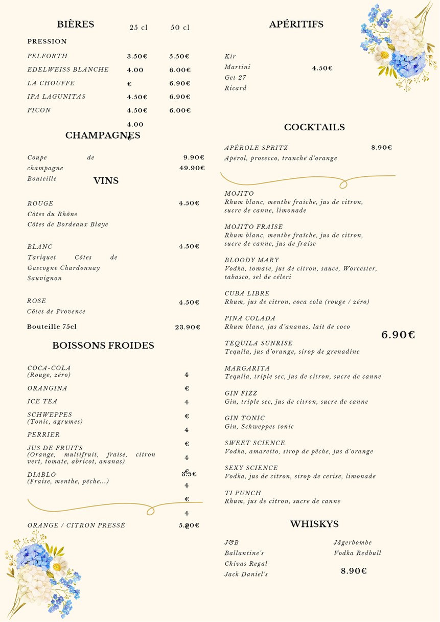 Les Sciences menu 4