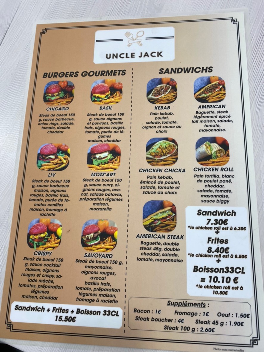 Uncle Jack menu 2