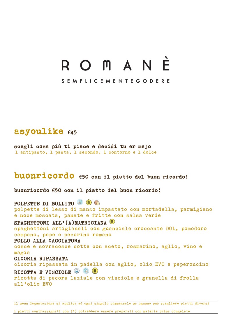 Romanè menu 1