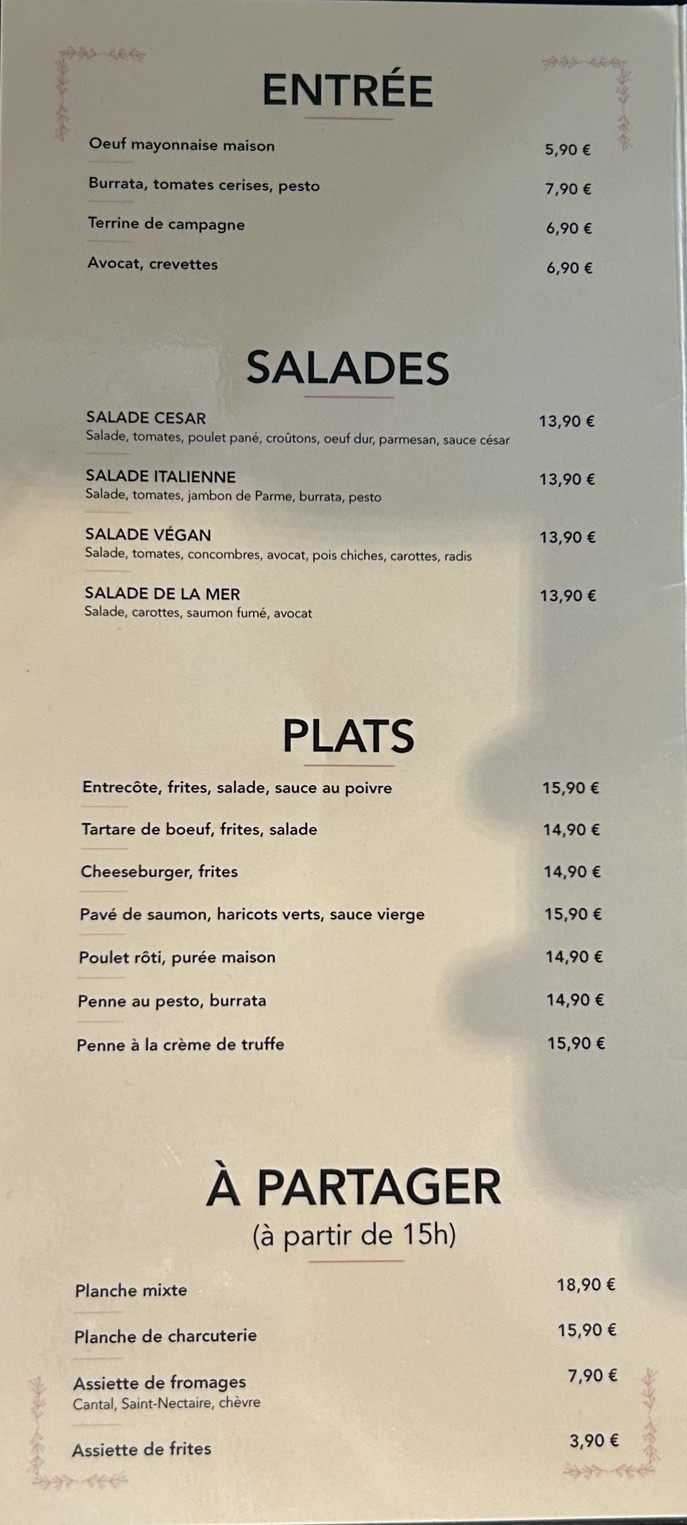 Le Canon d'Italie menu 1