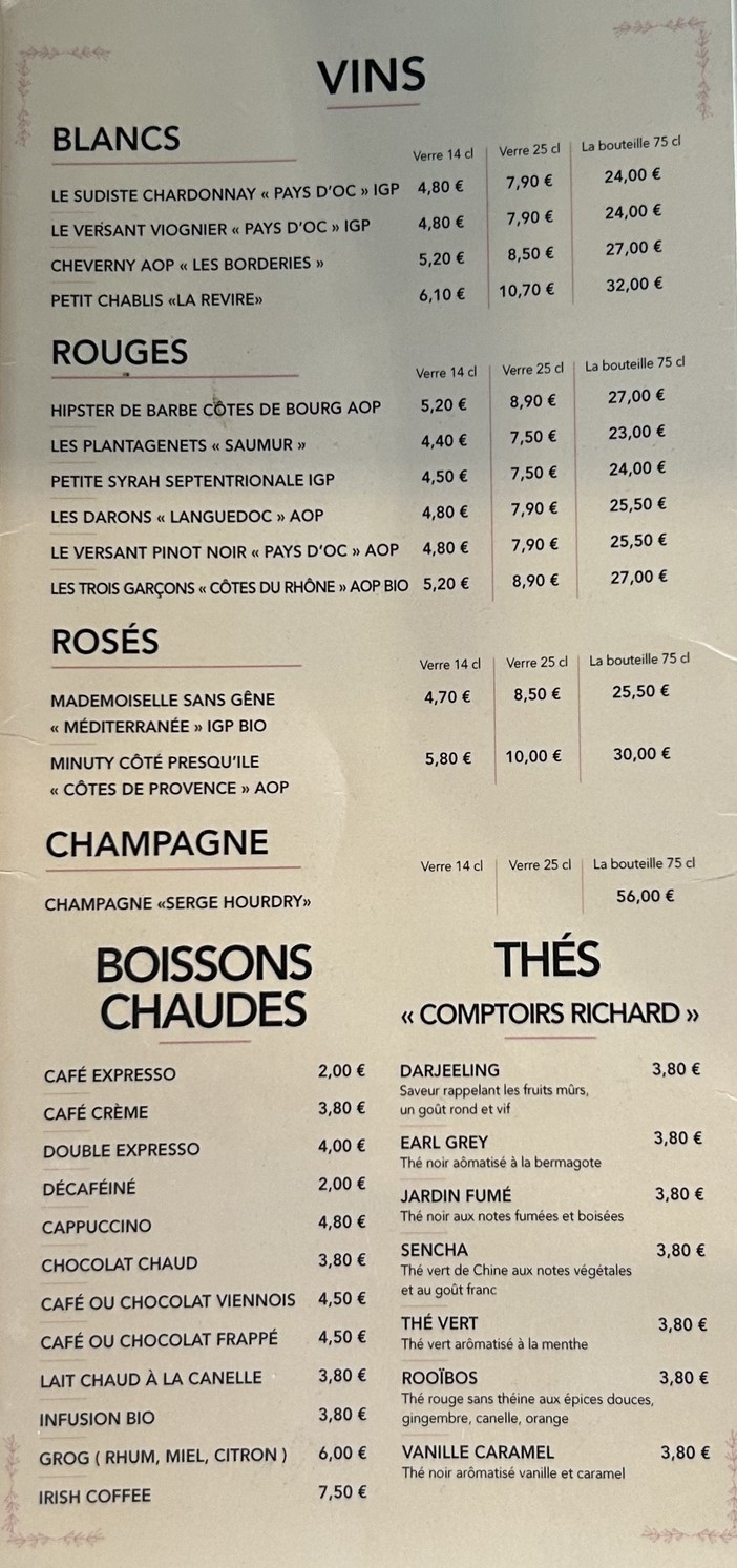 Le Canon d'Italie menu 3