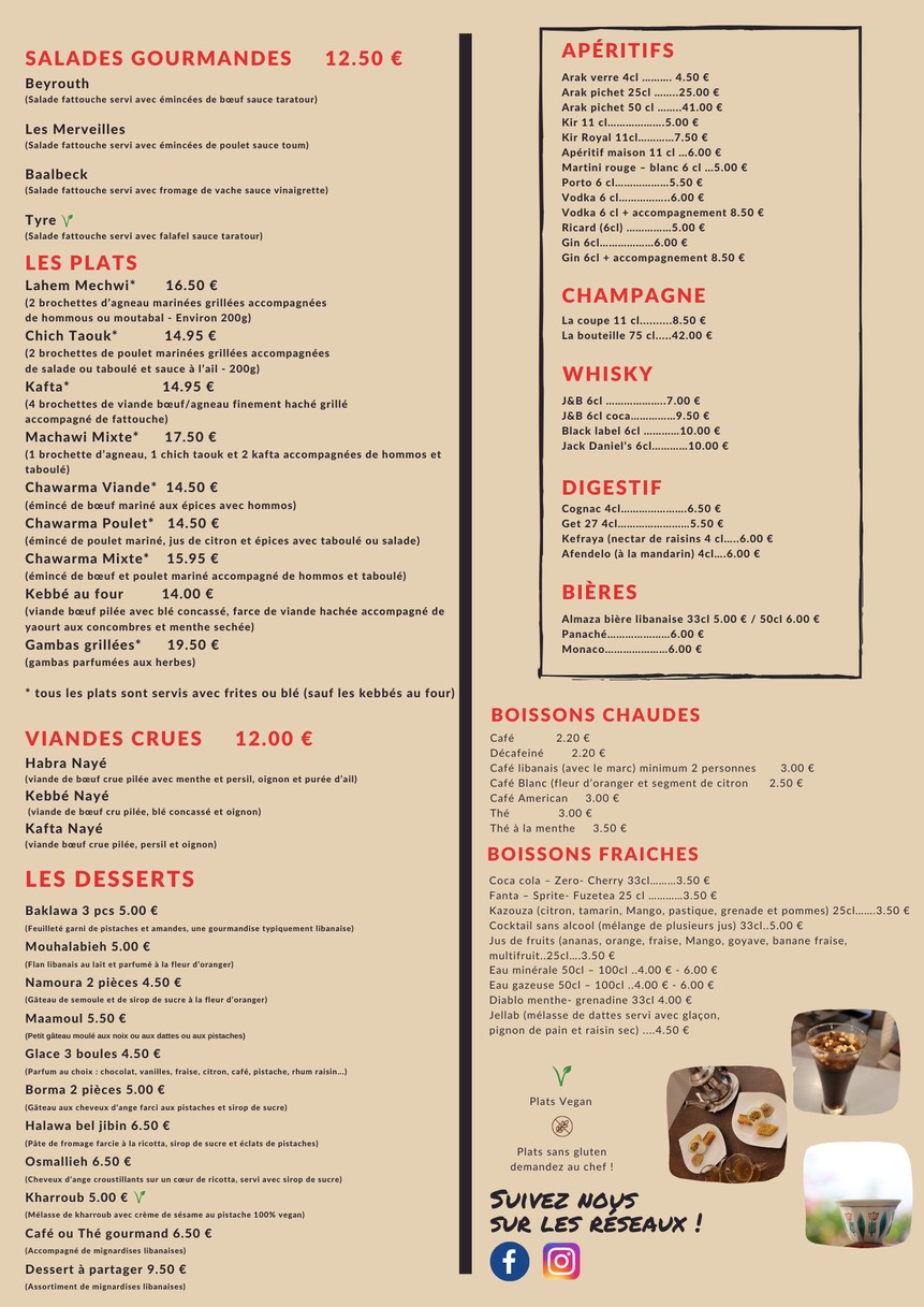 Les Merveilles Du Liban menu 2