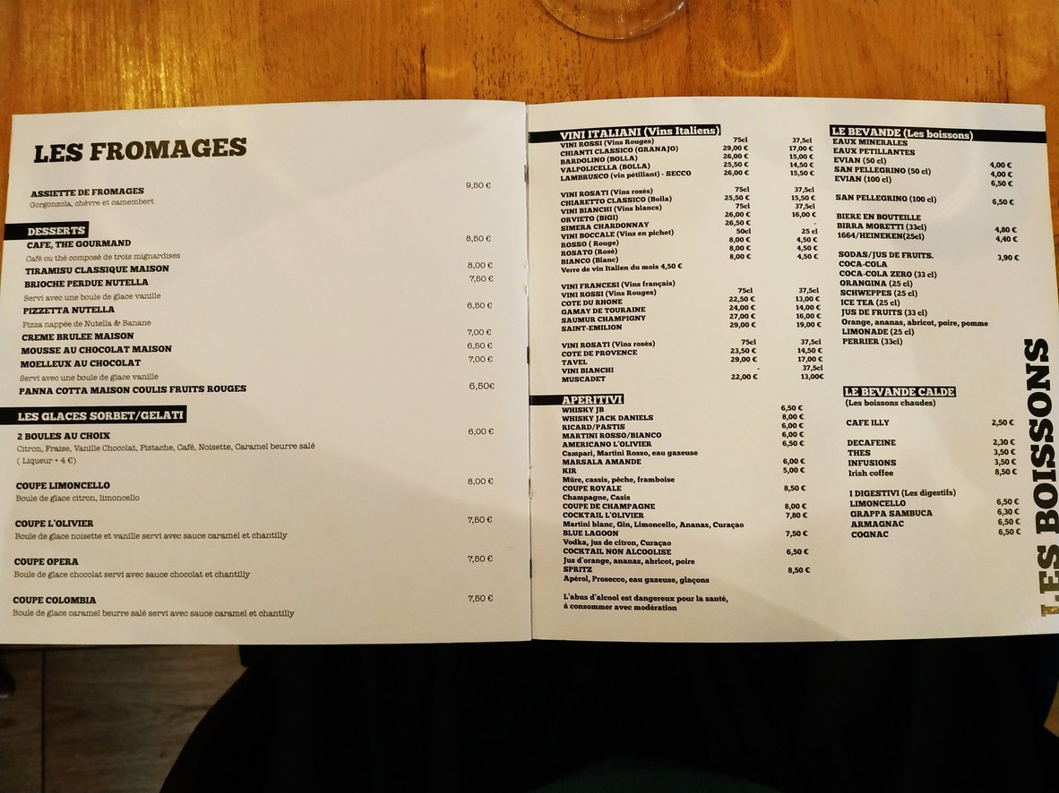 L'Olivier menu 3