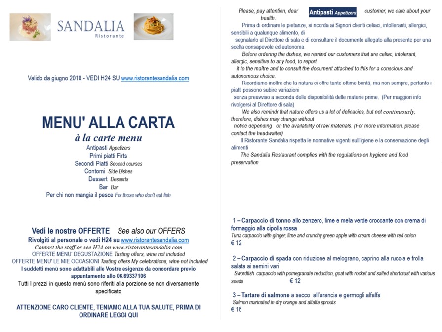 Sandalia menu 1