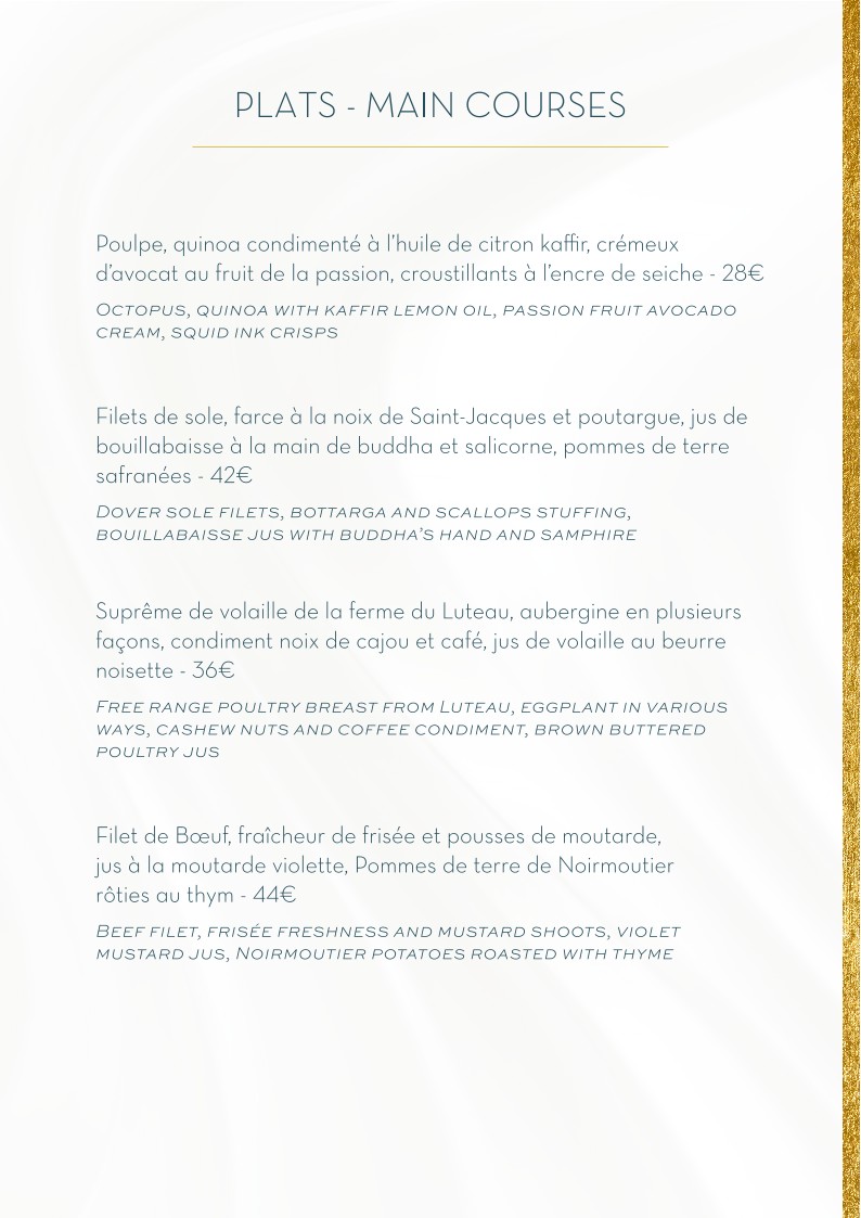 Le Restaurant du Collectionneur menu 1