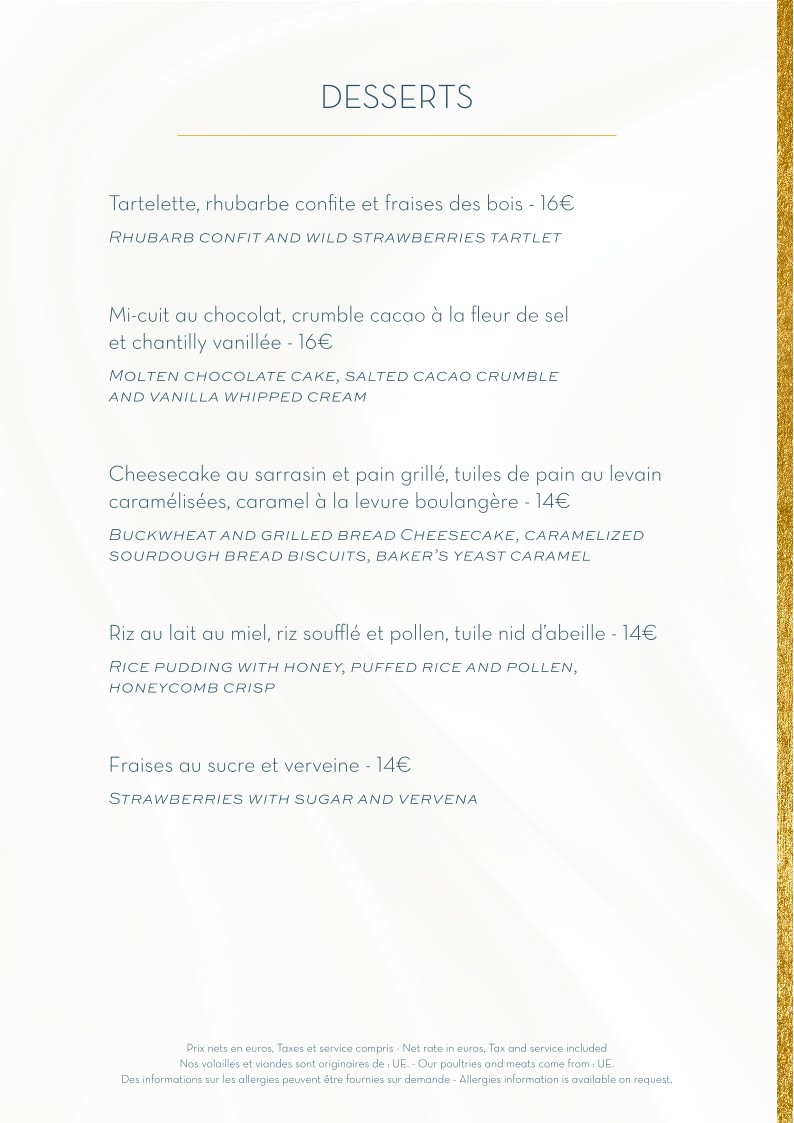 Le Restaurant du Collectionneur menu 2