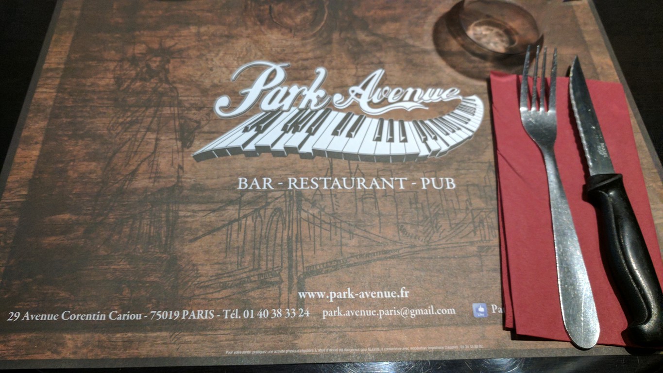 Park Avenue menu 1