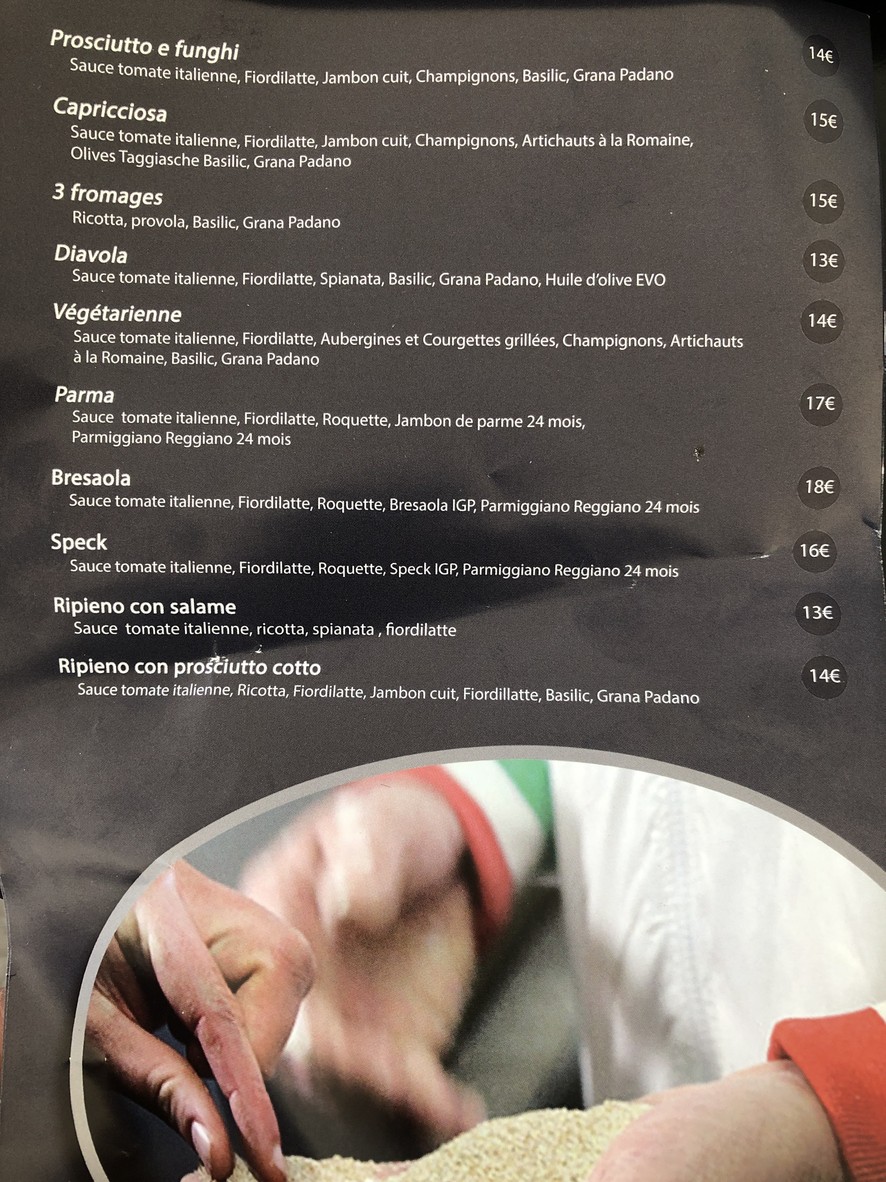 Guillaume Grasso La Vera Pizza Napoletana menu 3
